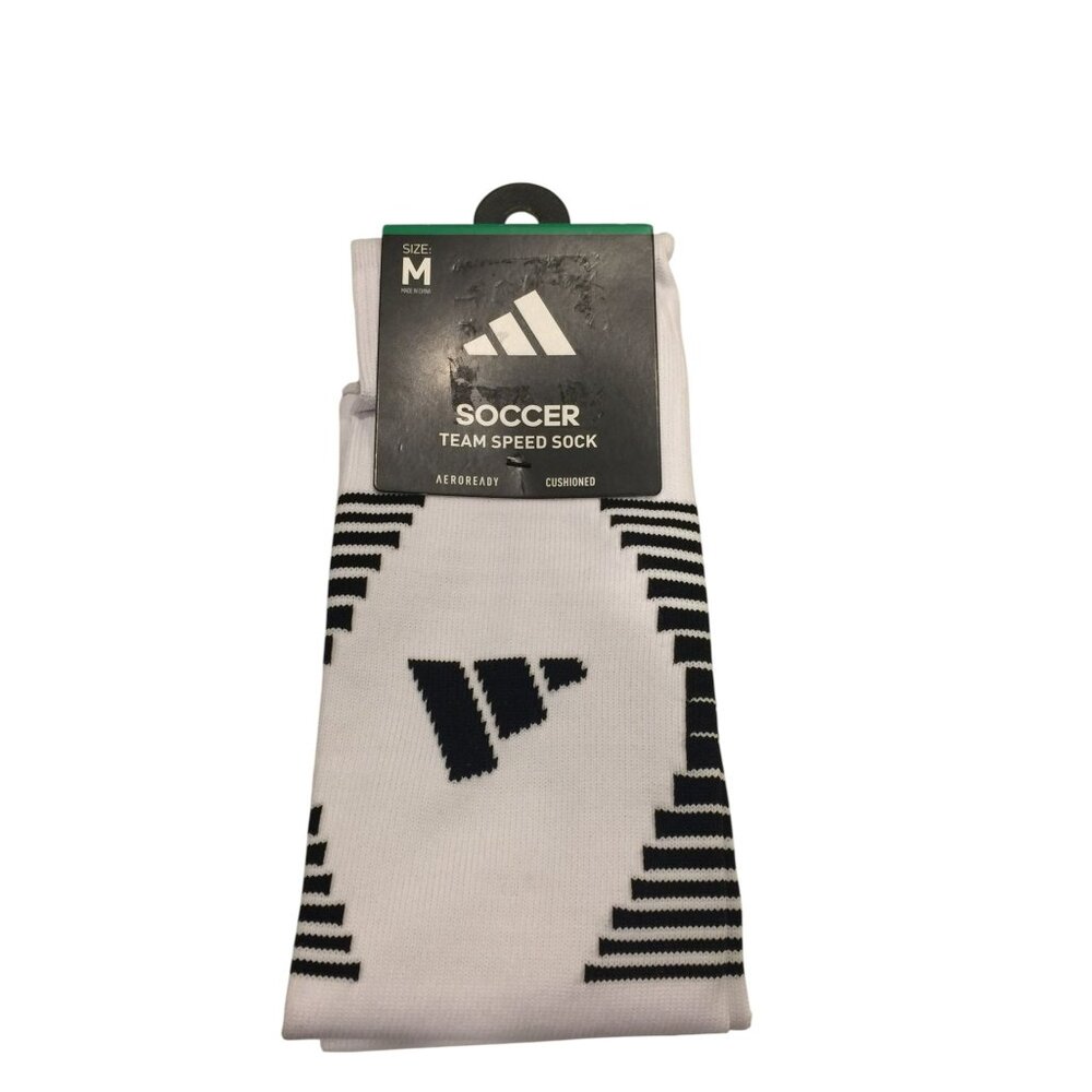 Adidas Aeroready Men's Medium Size 5-8 White Black Soccer Socks